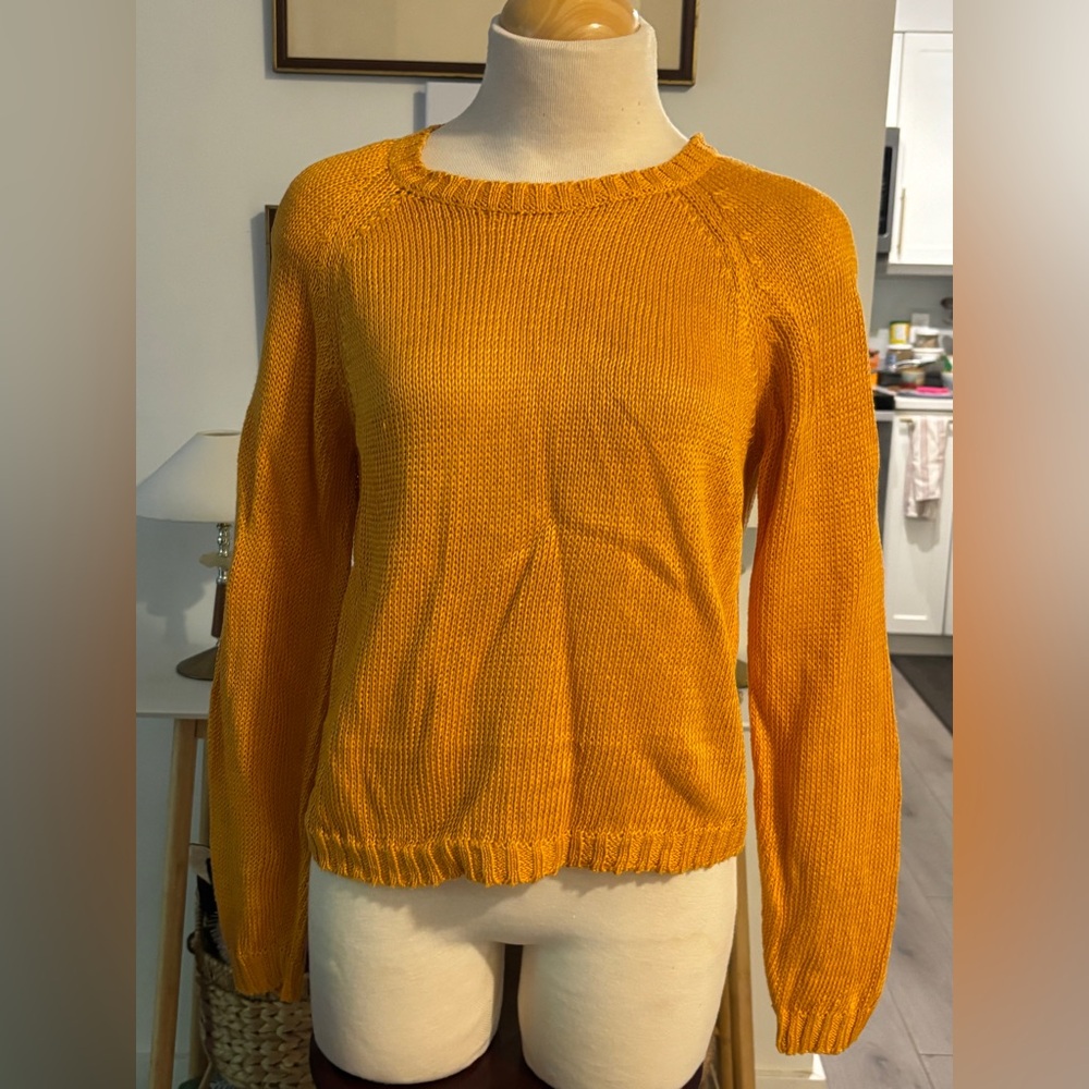 MaxMara Golden Yellow Crew Neck Knit Sweater
